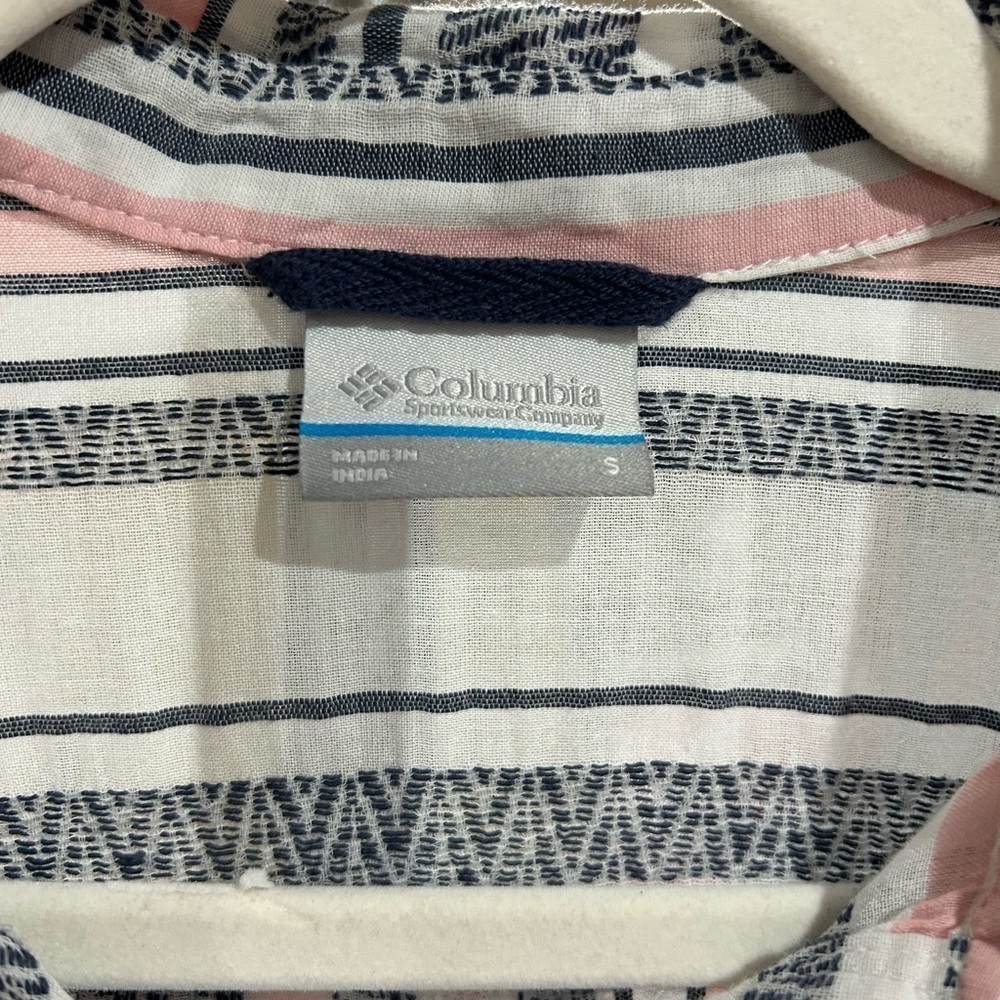 Columbia Striped Tunic Top Small | Blue Pink Boho Lightweight Blouse - Picture 6 of 10